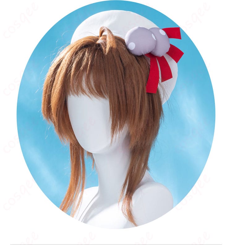 カードキャプターさくら クリアカード編 木之本桜 コスプレ衣装 私服 ピンクベージュワンピースコート-9