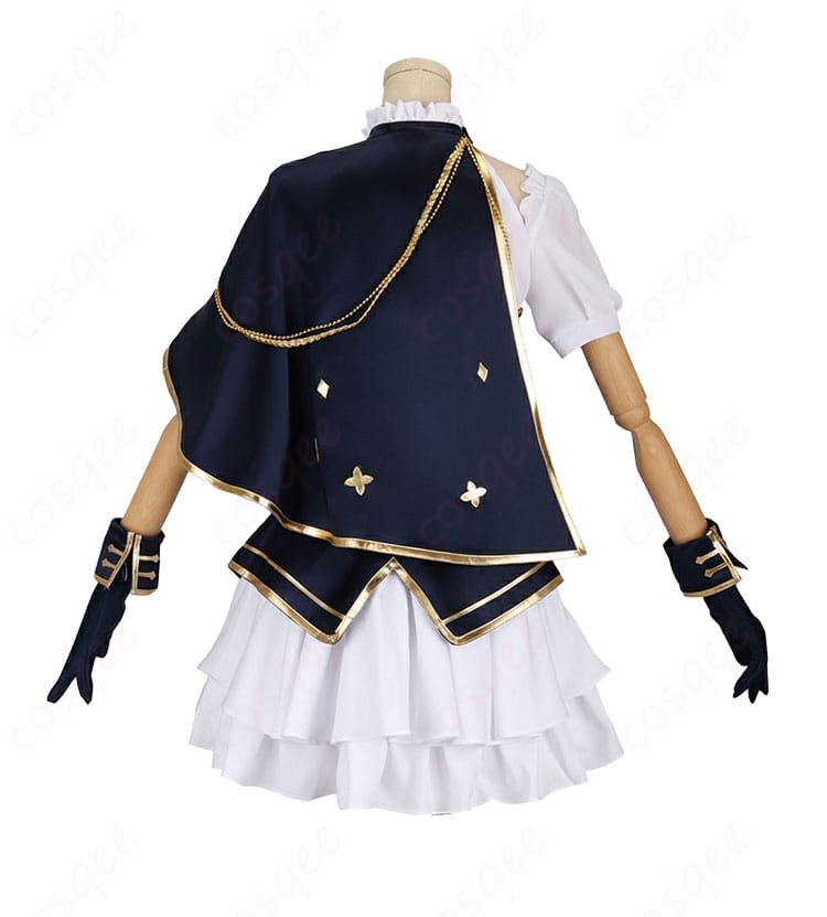 アルス・アルマル OVERTURE衣装の背面全体。バックスタイルの開き仕様やショールの落ち感、装飾位置を確認できるカット。