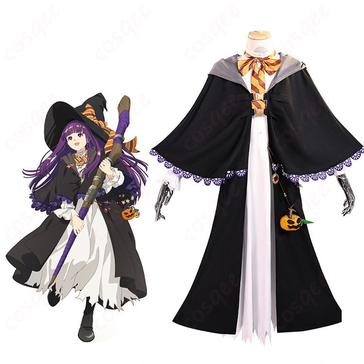 葬送のフリーレン フェルン ORBcafeコラボ ハロウィン衣装の全身コーデ例。可愛い魔法使い風シルエットで季節感を演出。