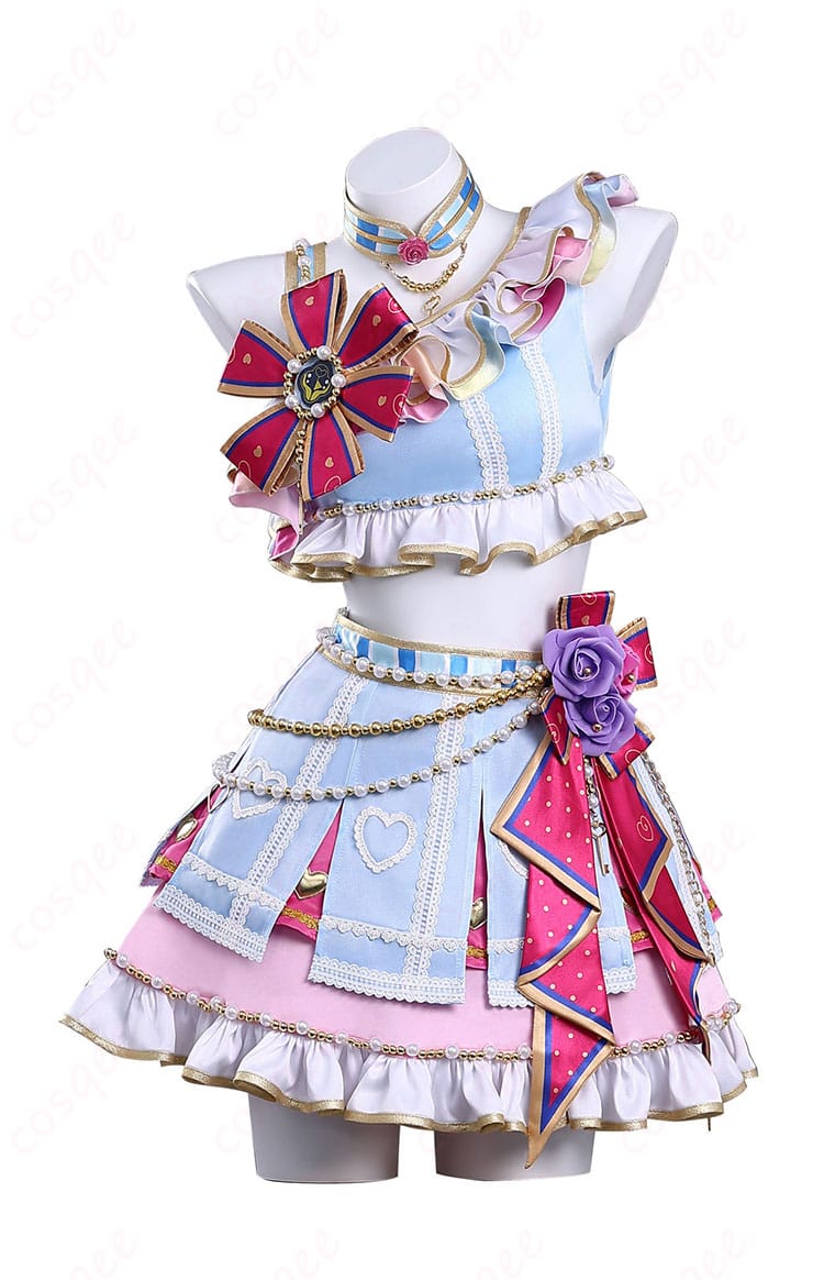 霧矢あおい ドリーミーキーチアコーデ 正面全体。明るい配色とチアガール風トップス・スカートのバランス。