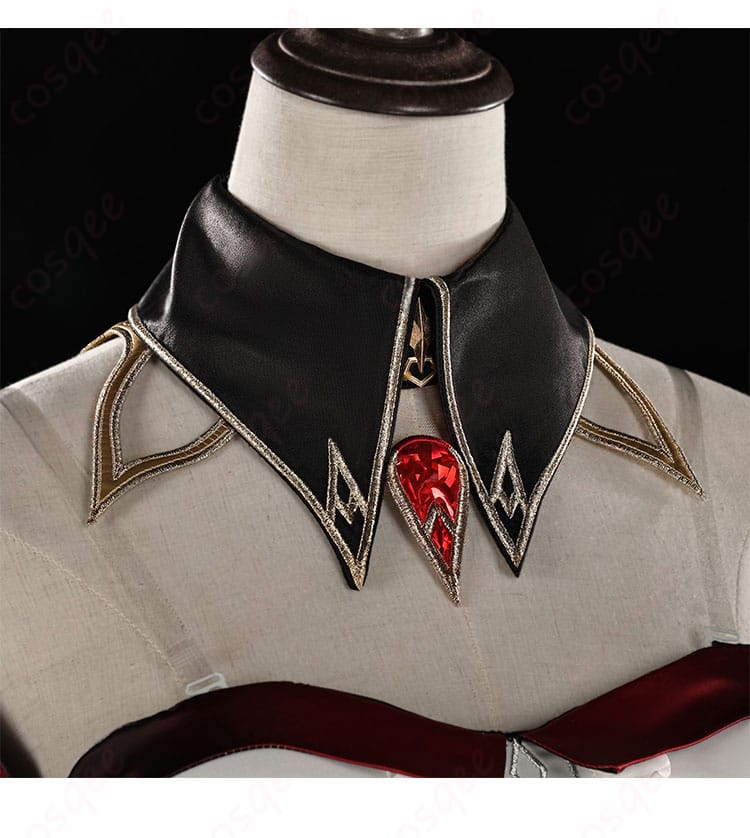 原神 サンドローネ（傀儡）衣装の襟元ディテール。高級感のあるつけ襟と金属風パーツの精密造形で世界観を強調。