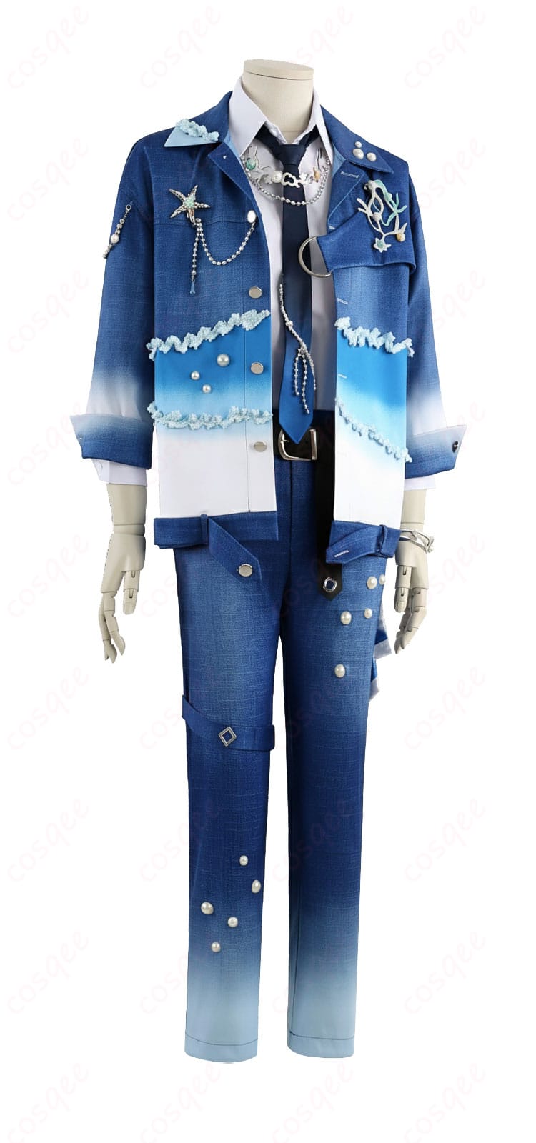 あんスタ NEPTUNE Deep into You コスプレ衣装 右側アングル。スリムなラインとスタイリッシュなシルエット