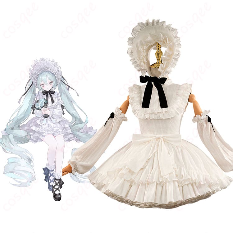 初音ミク ヴィンテージドール衣装の全身コーデと装飾ディテール。クラシカルな可憐さとレース・リボンの質感を確認できる画像