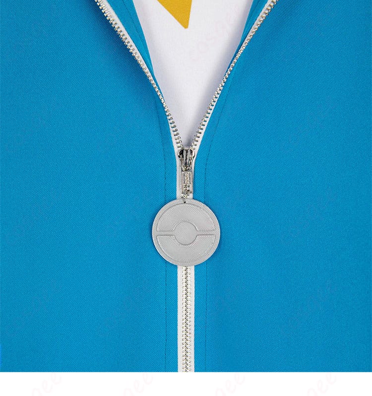 デウロ衣装のフロントジッパー近接。高品質ファスナー採用で着脱性と見た目を両立したディテール。