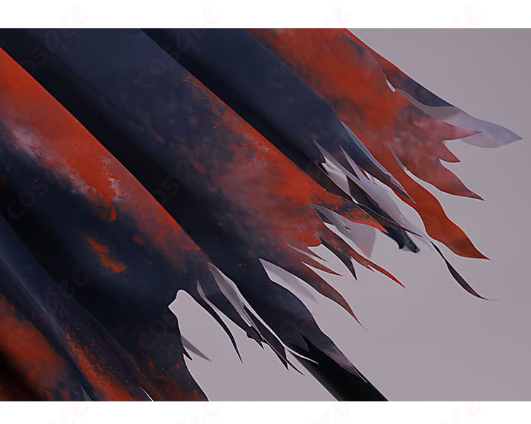 原神 コスプレ衣装のスカート裾ディテール。縫製ラインと刺繍風装飾の質感が分かる接写。