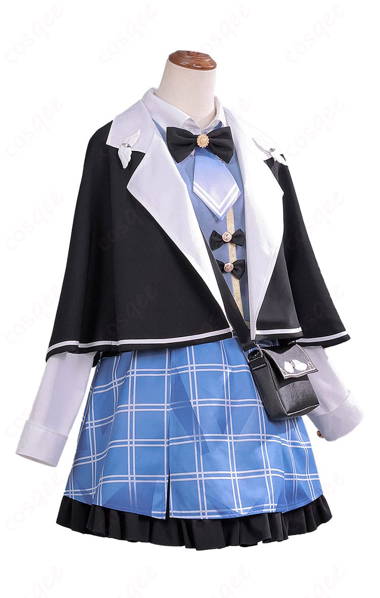 橘シェリー衣装の右側面。コートの落ち感とスカート丈、サイドラインの美しいシルエットを示す横からのショット。