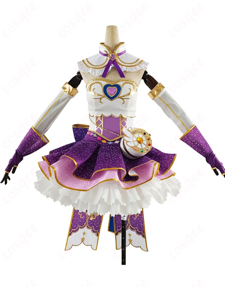 ラブライブ！SIF 東條希 お化粧の魔法編 コスプレ衣装の正面全体写真。鮮やかな配色と胸元リボン、装飾の配置を確認できる。