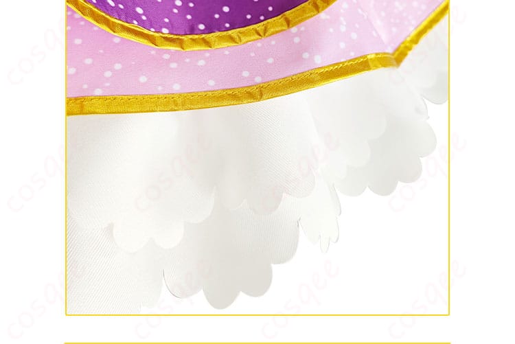 ラブライブ！SIF 東條希 コスプレ衣装のスカート裾ディテール。ふんわりしたラインと金縁の意匠が撮影映え。