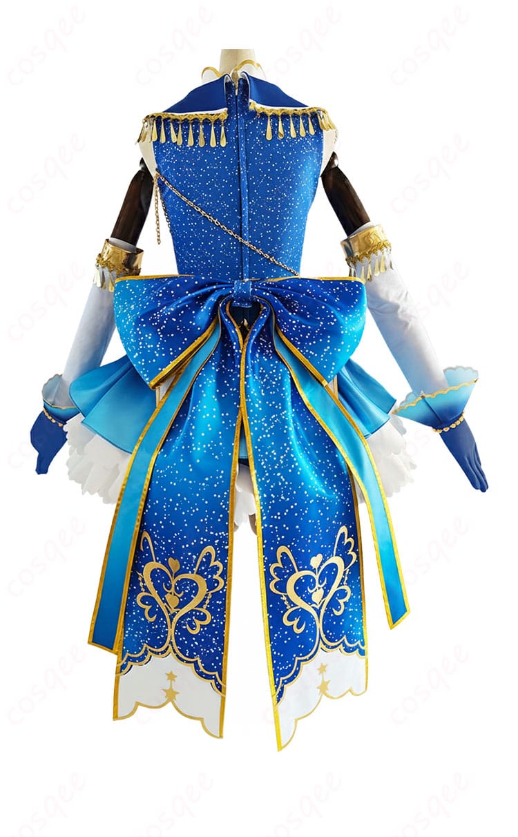 園田海未 お化粧の魔法編 コスプレ衣装 背面。リボンや背中側の装飾、後ろ姿のバランスを丁寧に再現していることが伝わるカット。