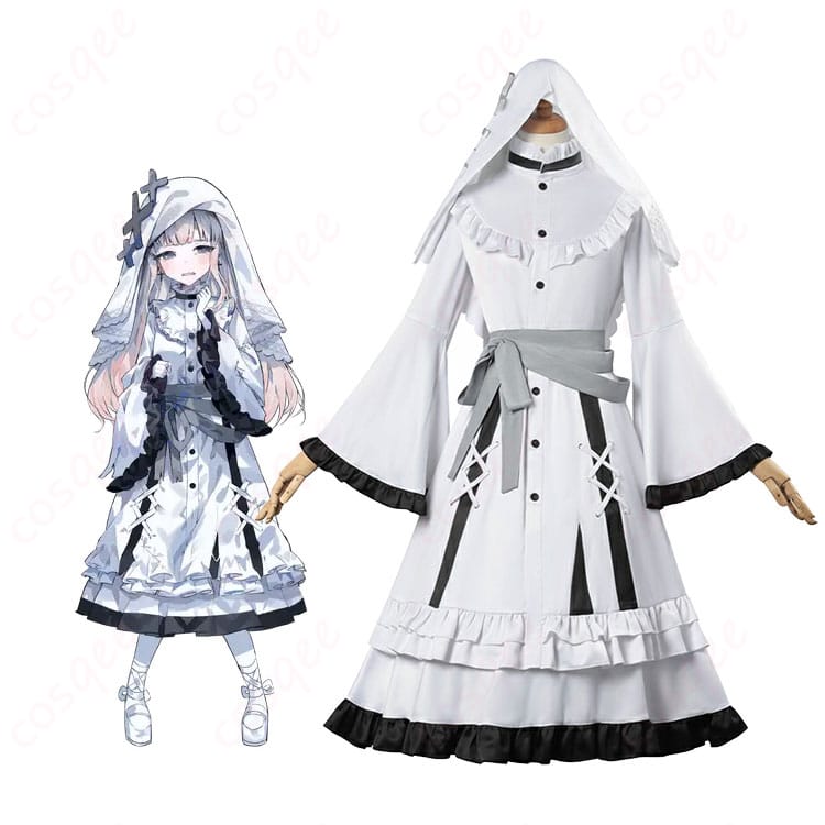 氷上メルルのキャラクタービジュアルとコスプレ衣装一式を並べたイメージ。高再現の装飾と世界観を感じる雰囲気が伝わるカット。