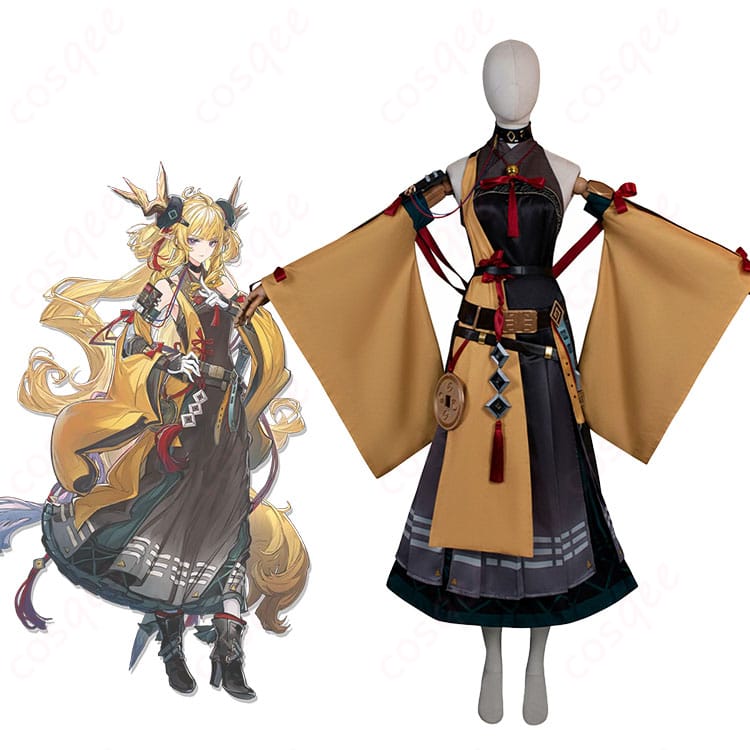 アークナイツ レイズ（異格）〈司霆〉の公式風ビジュアルとコスプレ衣装全体図。装飾と配色を高再現したフルコーデのイメージ。