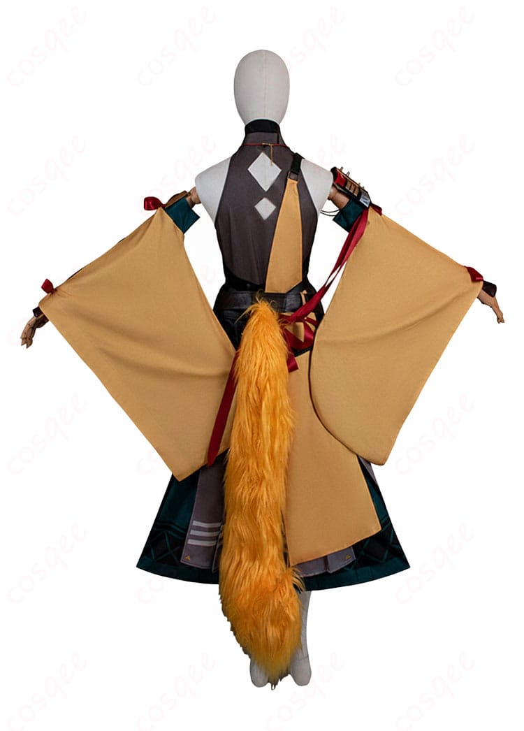 アークナイツ レイズ（異格）〈司霆〉衣装 背面。背中の装飾、フリンジの揺れ感、ショールのドレープ再現度をチェックできる画像。