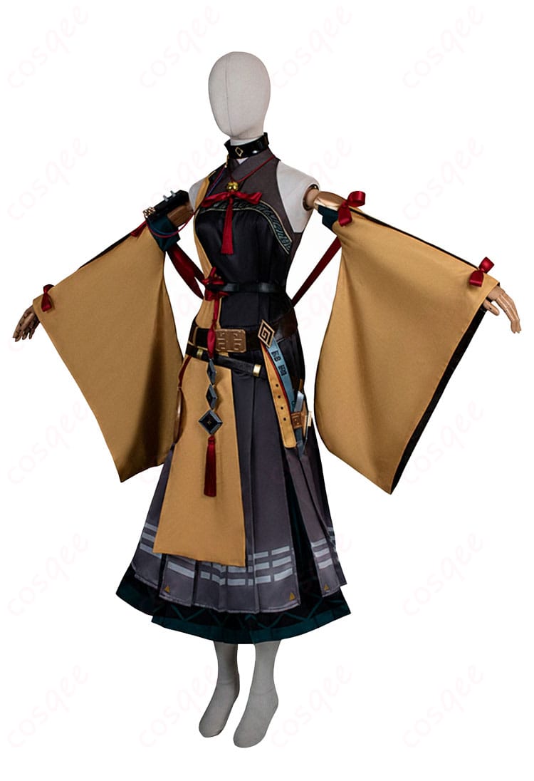 アークナイツ レイズ（異格）〈司霆〉衣装 左側面。ショールの落ち感や袖ライン、肩周りのカッティングが見える角度のディテール。