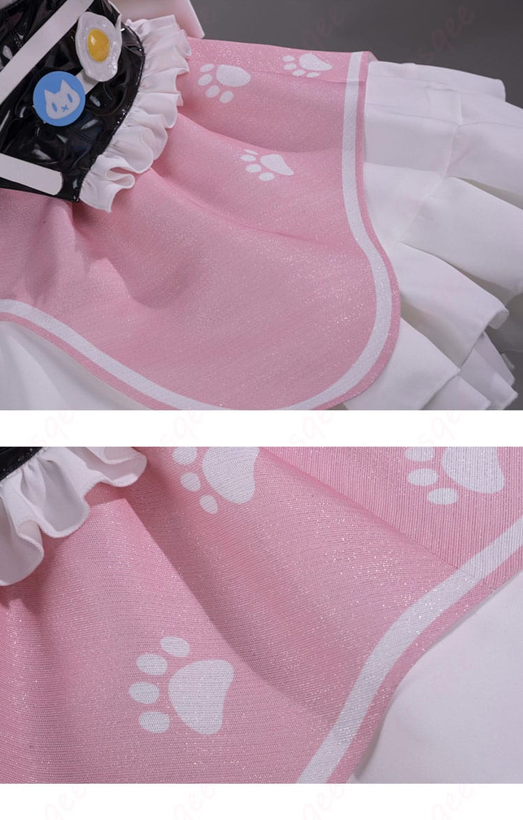 結城さくな 猫メイド衣装のスカート裾フリル・柄ディテール。撮影で映える裾の動きを想起。