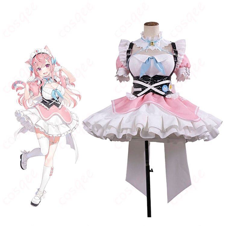 結城さくな 猫メイド衣装のキャラビジュアルと全体図。フレアスカートとリボン装飾が映えるデザインを確認。