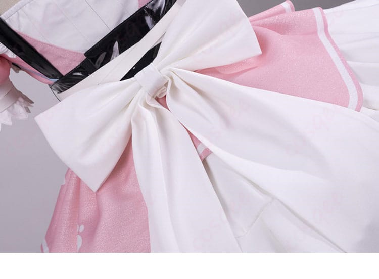 結城さくな 猫メイド衣装の白色バックリボン装飾アップ。ボリュームと質感の近接ショット。