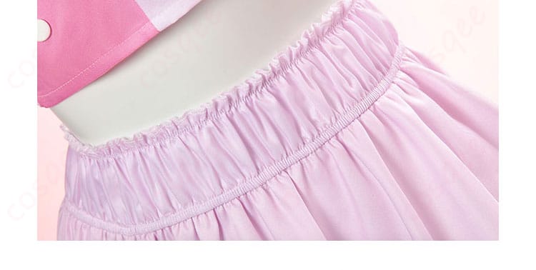 スティルインラブ コスプレ衣装のスカート上部装飾ディテール。フリルと模様の質感が伝わるアップ