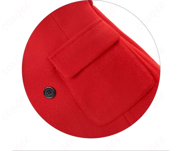 コートのポケット装飾ディテール。フラップ形状とステッチの再現度を示す写真