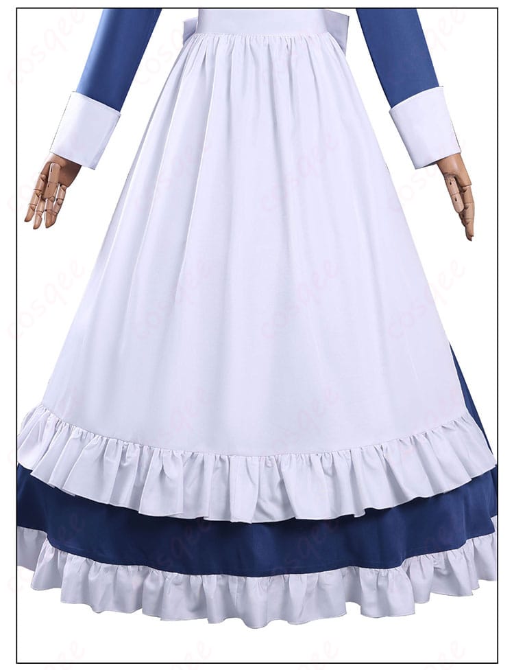 メイド服コスプレ衣装のスカート裾デザイン。フリルと縁取りが立体的に見えるディテール。