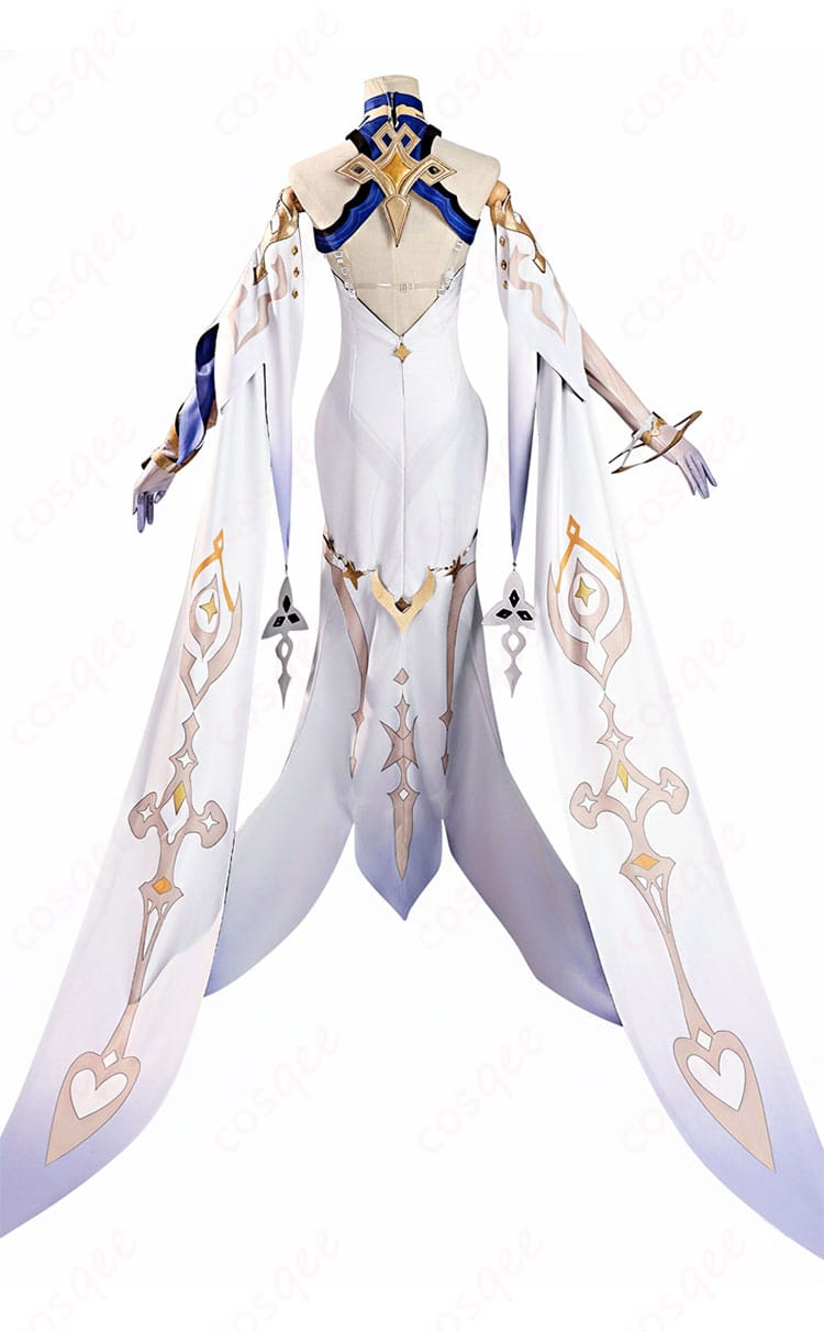 原神 イスタロト コスプレ衣装 背面全身。マント風の背飾りと装飾配置を確認できるリアビュー