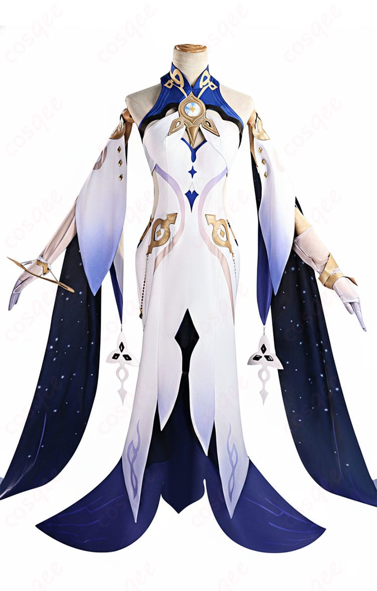 原神 イスタロト コスプレ衣装 正面全身。胸元パーツや襟元の意匠が分かるフロントビュー