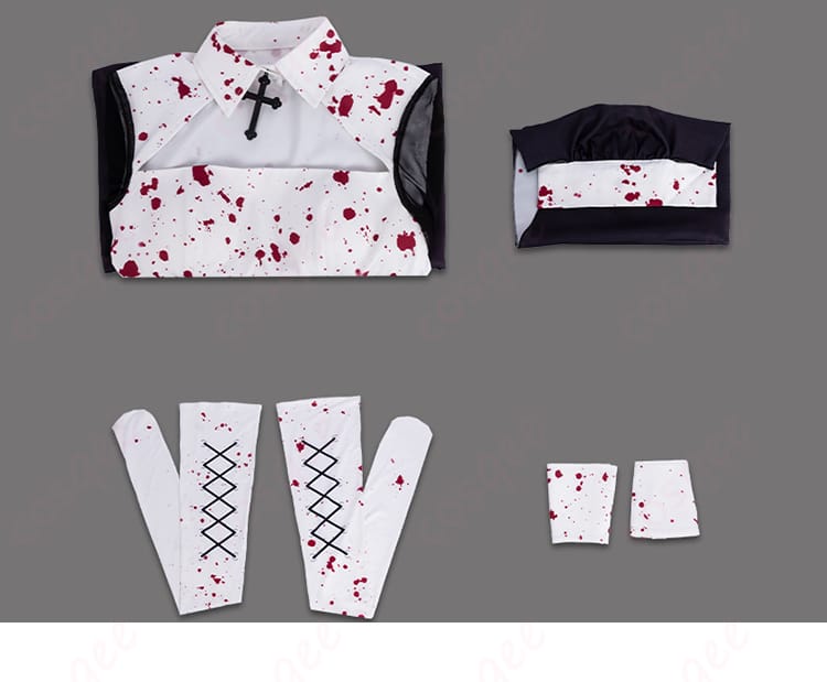 喜多川海夢 Rose修道服コスプレ セット内容｜ワンピース・ウィンプル・靴下・手首飾りの4点一覧