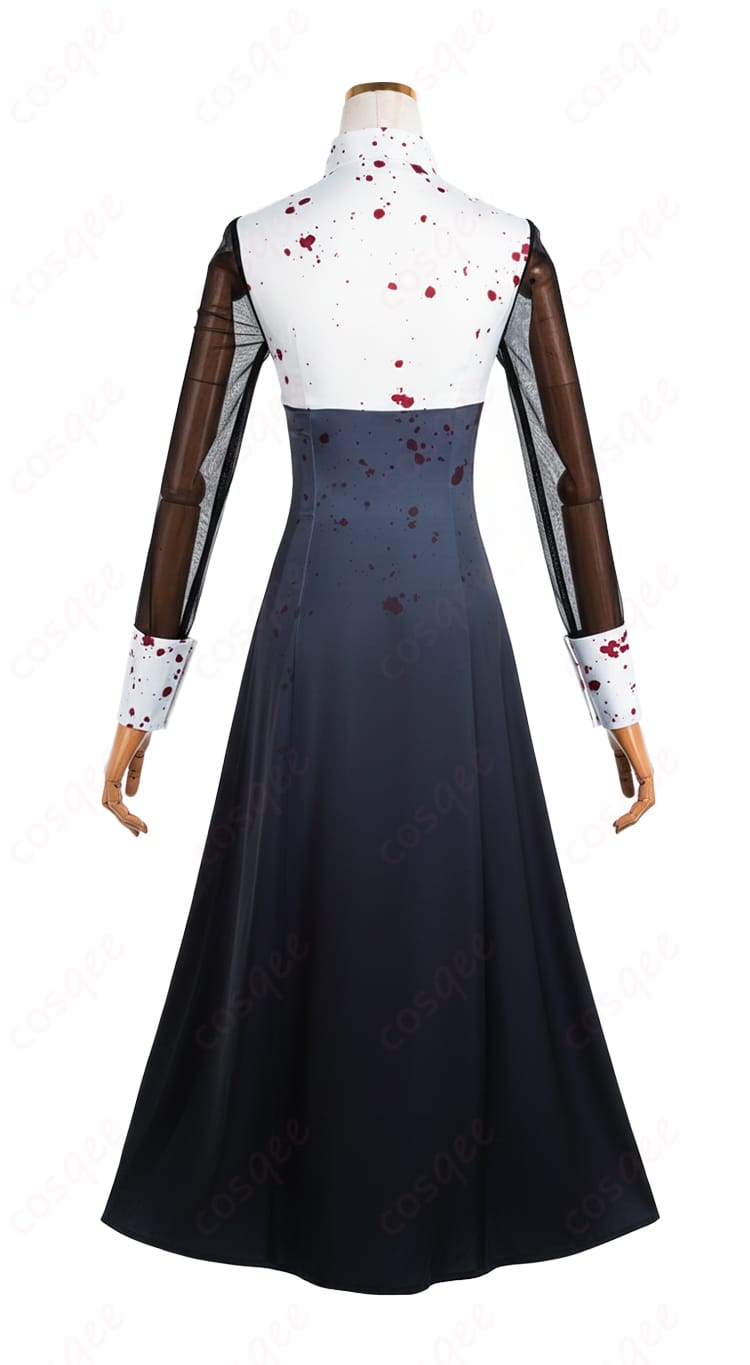 喜多川海夢 Rose修道服コスプレ衣装 背面｜裾ラインとバックスタイルのシルエットがわかる画像