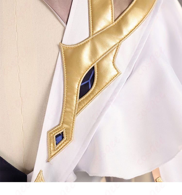 原神 ナベリウス コスプレ衣装の斜襟デザインと装飾パーツの細部