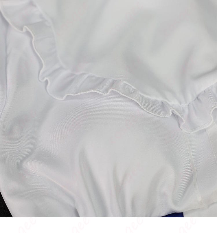 レム 誕生日生活2025 コスプレの襟デザイン詳細。配色ラインと装飾の仕立てを示すアップ