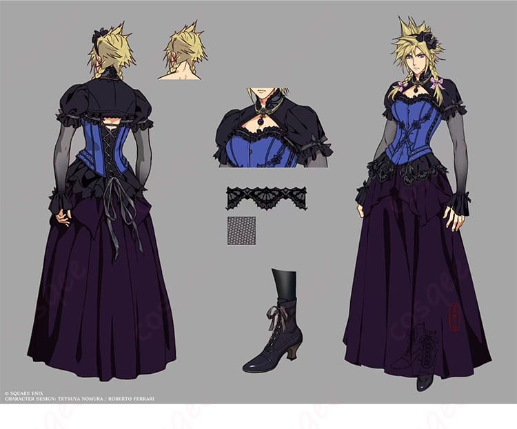 ファイナルファンタジーVII リメイク クラウド・ストライフ初期衣装のコスプレ衣装・全身ディテール。高再現のシルエットと質感が分かる商品画像