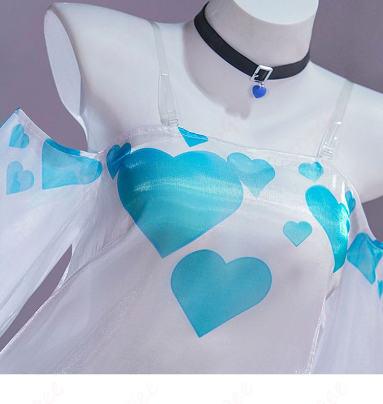 装飾アップ｜PA-15 衣装のブルーのハートモチーフと周辺パーツの質感ディテール