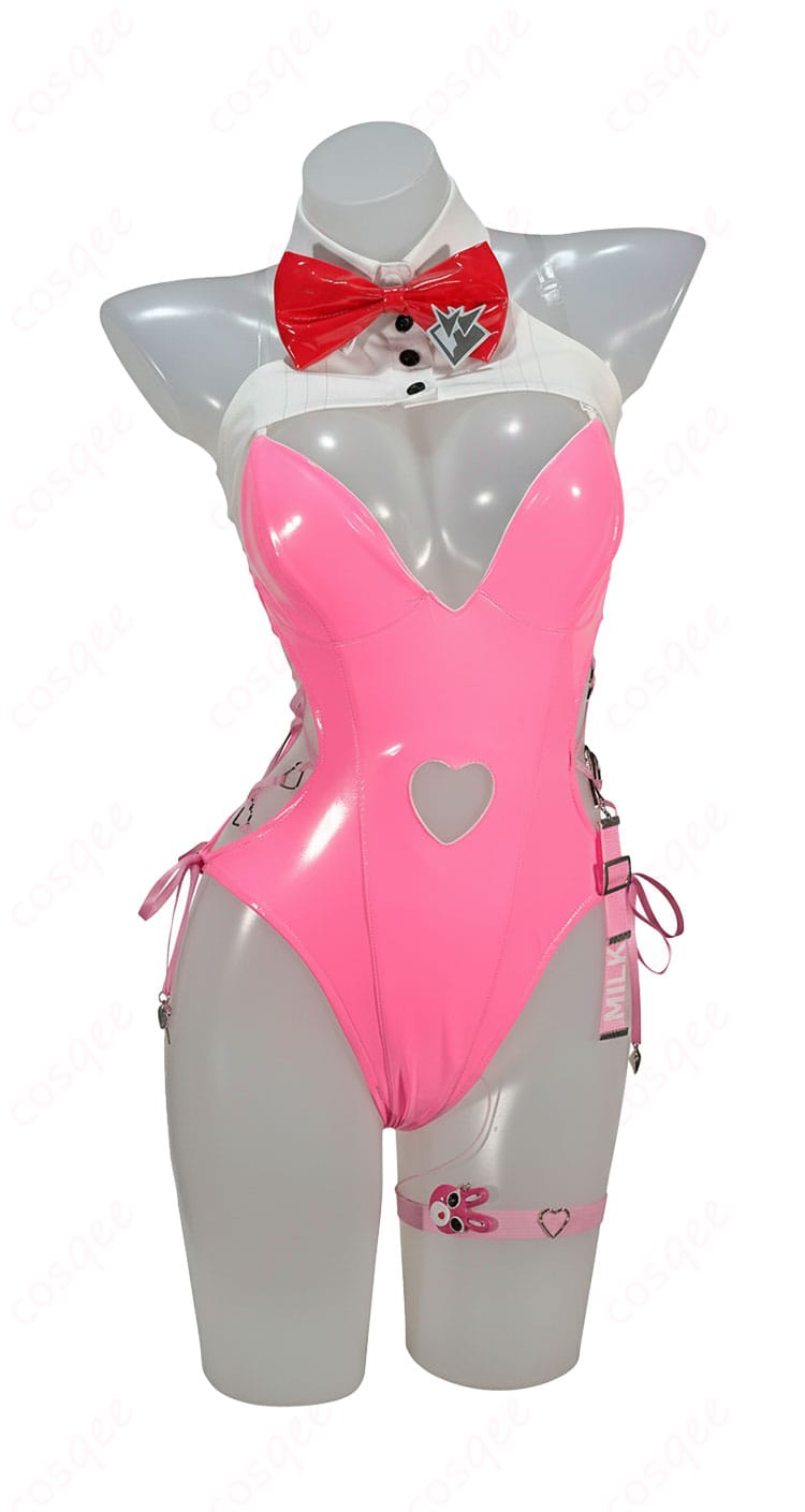 ミルク ブルーミングバニー コスプレ衣装 正面全体｜レオタードとトップスの配色バランス