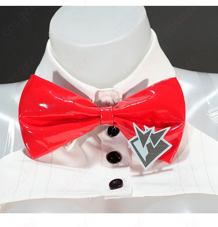 赤い蝶ネクタイの装飾ディテール｜発色サテン生地と結びの形状