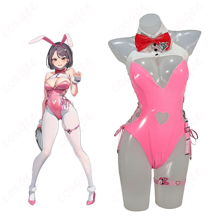 商品衣装とミルク（勝利の女神：NIKKE）公式ビジュアル比較イメージ｜ブルーミングバニー再現ポイント