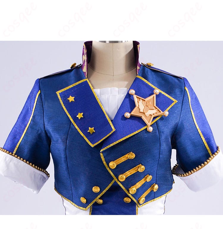 プリパラポリス衣装の襟元・カラー装飾ディテール。縁取りや配色ライン、胸元パーツの構成をクローズアップで確認。