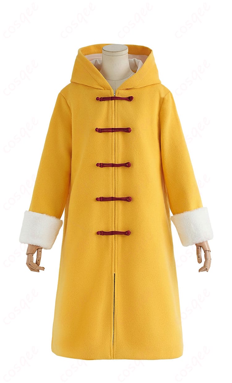 COSQEE 銀魂 神楽 幼少期コスプレ衣装の正面全体像（高発色レッドと襟元ディテール）