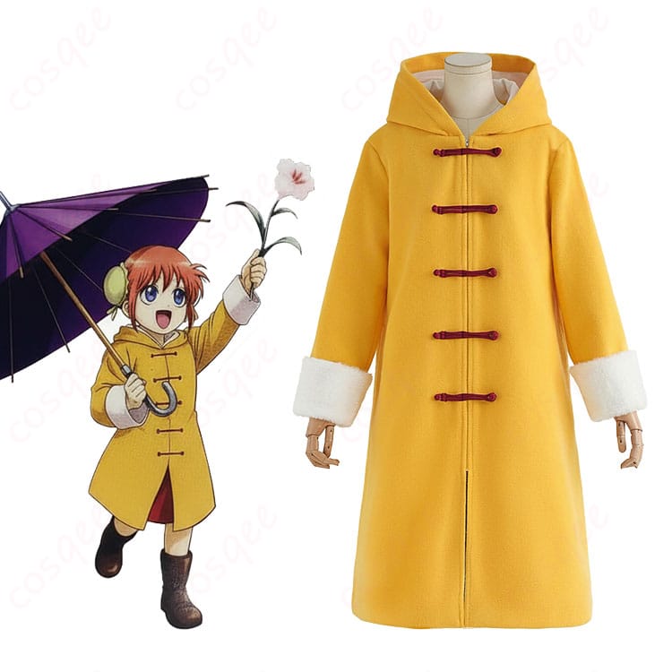 COSQEE 銀魂 神楽 幼少期コスプレ衣装と原作幼少期デザインの比較画像