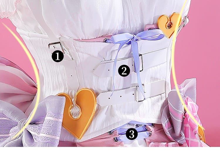 プロセカ 瑞希 ハイド・クリノリン 腰帯装飾ディテール。ウエストリボンの立体感と艶感が際立つ近接写真。