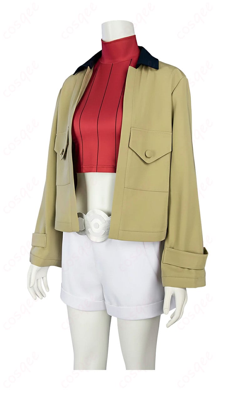 タウニー衣装 側面ディテール。自然なラインと可動域を確保した立体裁断の側面シルエット。