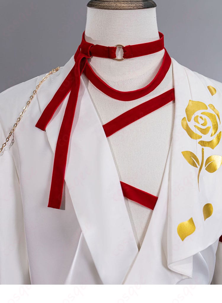 B・O・W「It’s (k)not love?」衣装の斜襟デザイン詳細｜襟元の角度とチョーカーの収まりを見せるアップ