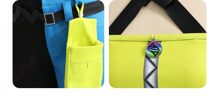 胸飾り・腰飾りアクセサリーのアップ。質感と取り付け方法、配置バランスがわかるディテール画像。