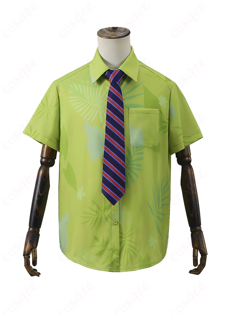 ズートピア2 ニック・ワイルド 警官制服コスプレ｜グリーン系シャツとネクタイの正面写真・高再現ディテール