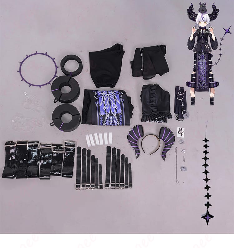 ラプラス・ダークネス 新衣装コスプレのセット一式参考画像。主要パーツのボリューム感を俯瞰