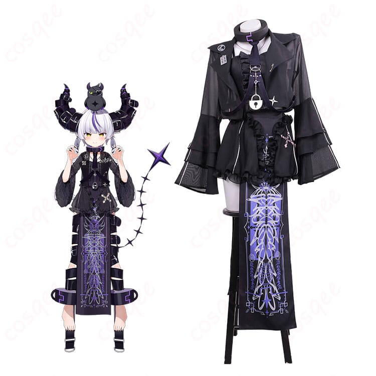 ホロライブ ラプラス・ダークネス 新衣装コスプレの全身イメージ。衣装全体の配色と雰囲気が分かるカット