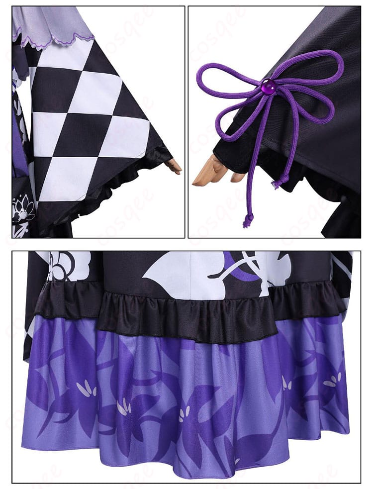 袖口と裾の装飾パーツ詳細。レース端処理と装飾の固定方法が分かる近接画像。