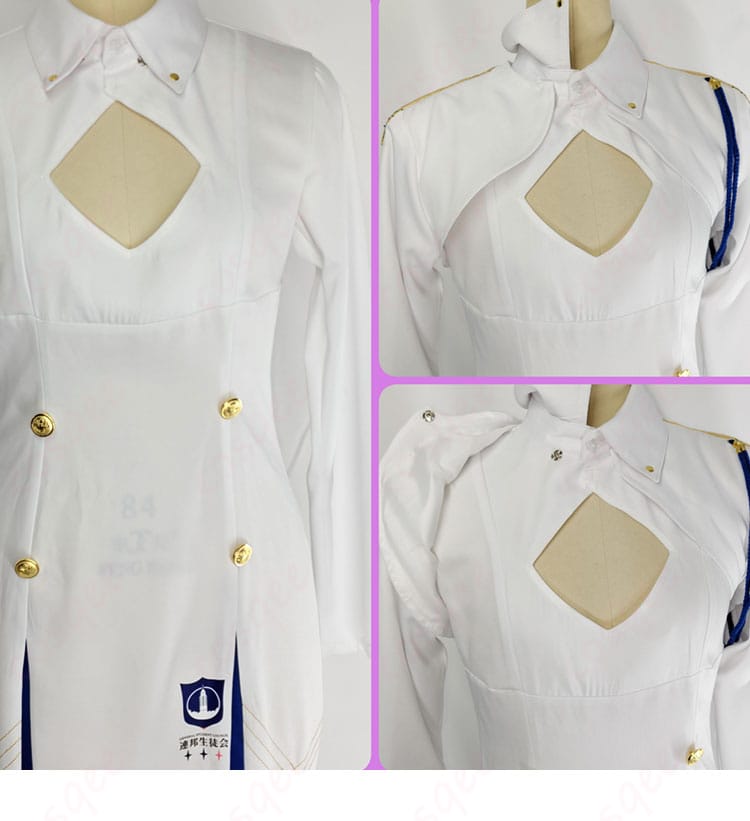 岩櫃アユム 通常制服の襟ディテール。襟の形状、ネクタイの色味、エッジの仕立てをクローズアップ。