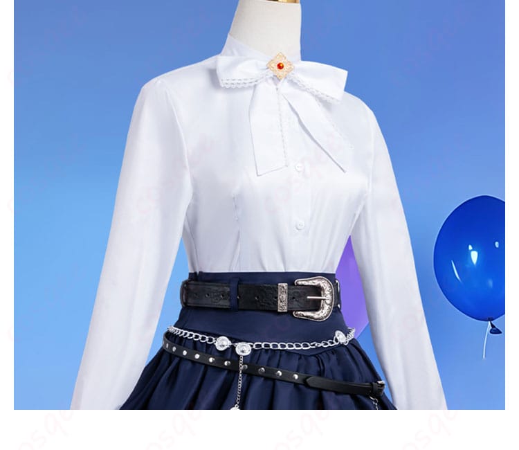 恋と深空 気ままな旅 コスプレ シャツの質感アップ。襟と前立ての整ったラインを確認できる画像