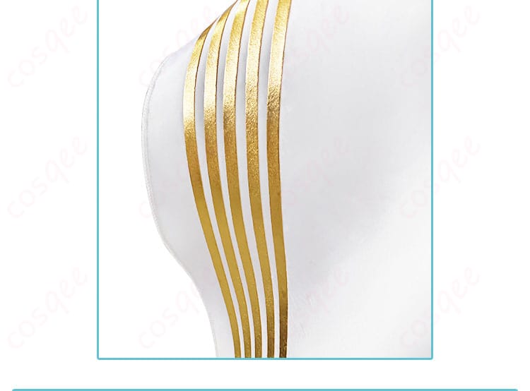 初音ミク 開かれた窓のセカイ スカートの金色ライン装飾を強調した画像。高級感あるアクセントが特徴