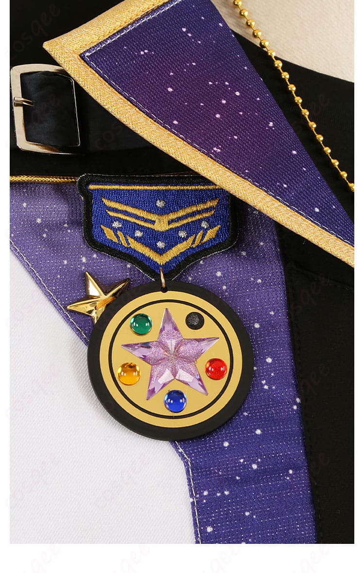 流星隊パワーアップ衣装 衣領と胸飾りの近接写真｜高再現コスチューム