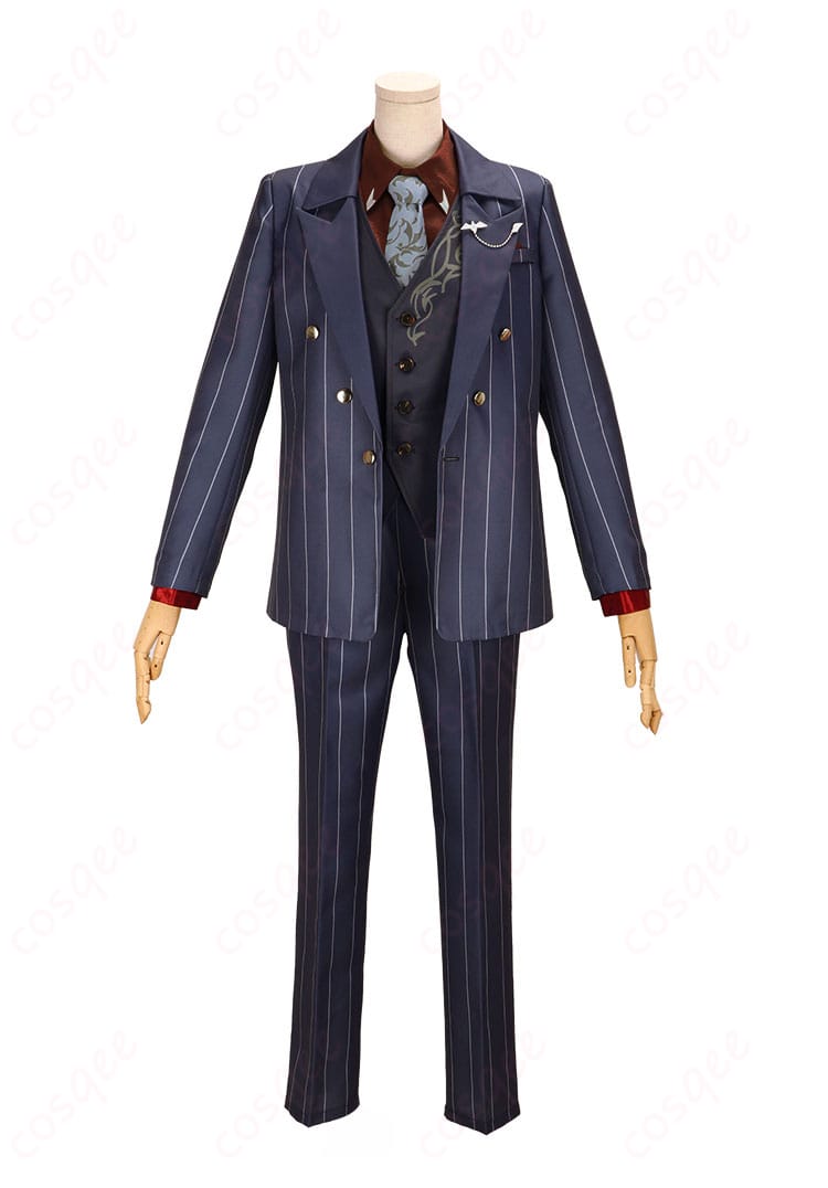 にじさんじ 葛葉 ONE SHOT コスプレ衣装の装飾ディテール。襟元やラペル、前立ての縫製と質感のアップ。